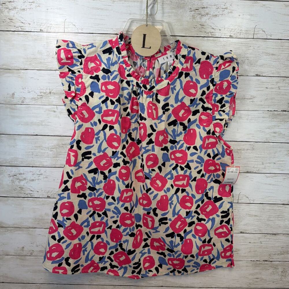 THML Claire Floral Flutter Sleeve Top